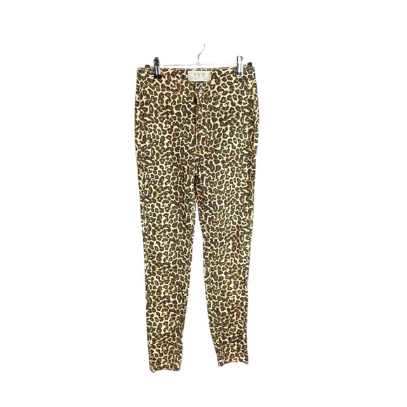 Free People Skinny Jeans Womens 25 Belle Leopard Animal Print Mob Wife Retro - Picture 1 of 4